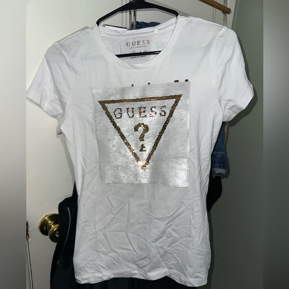 Guess Los Angeles - White Tee with Metallic Logo